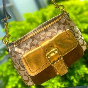 Metallic and Suede Coach Bag